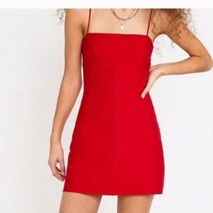 red Urban Outfitters Pinterest spaghetti strap ponte knit dress mini M